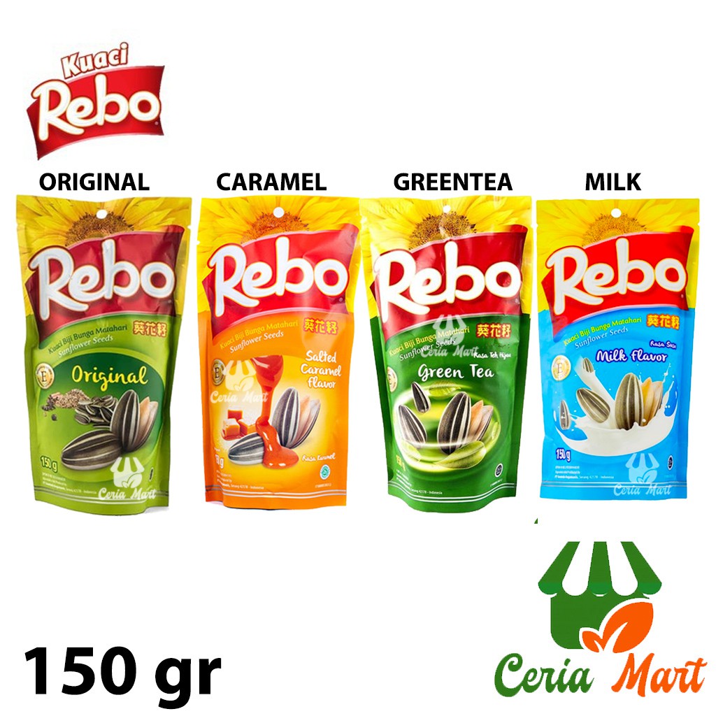 

Kuaci Rebo 150 gr Original Milk Salted Caramel Green Tea Snack Biji Bunga Matahari