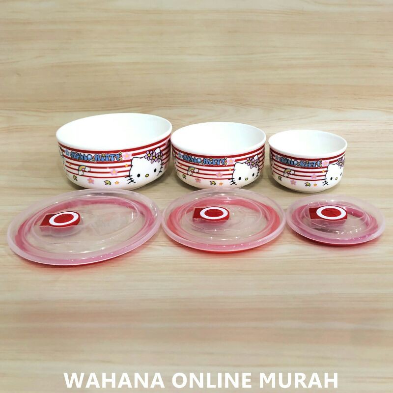 Mangkok Keramik Set Motif Dengan Tutup