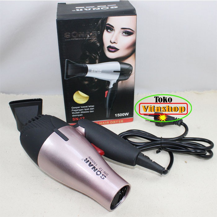 HAIR DRYER SONAR SN-12 LIPAT PENGERING RAMBUT MURAH 1500 WATT ORIGINAL