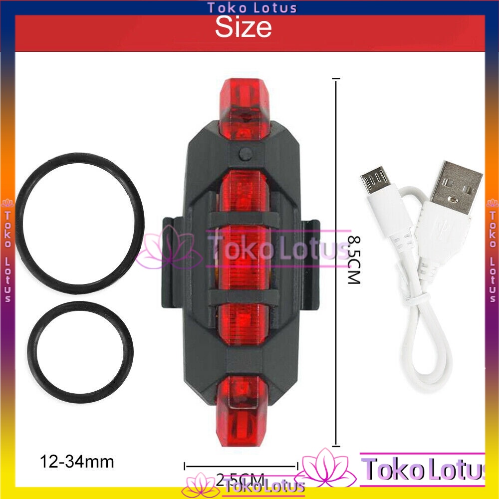【COD】Lampu Belakang Sepeda LED USB Rechargeable Anti Air Lampu Sepeda USB +  Kabel cash