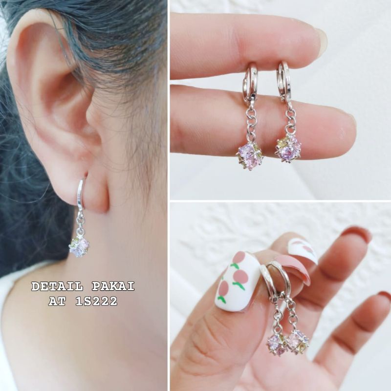 Anting Klip Titanium Permata Panjang Anti Karat Xupblink Jewelry