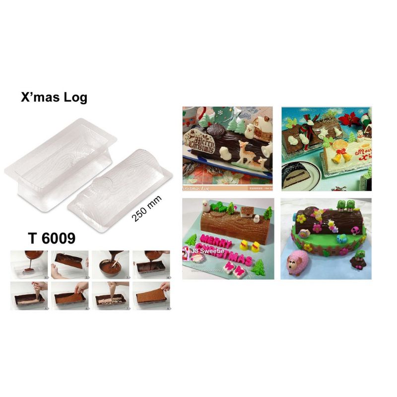 cetakan puding christmas log // cetakan puding motif batang