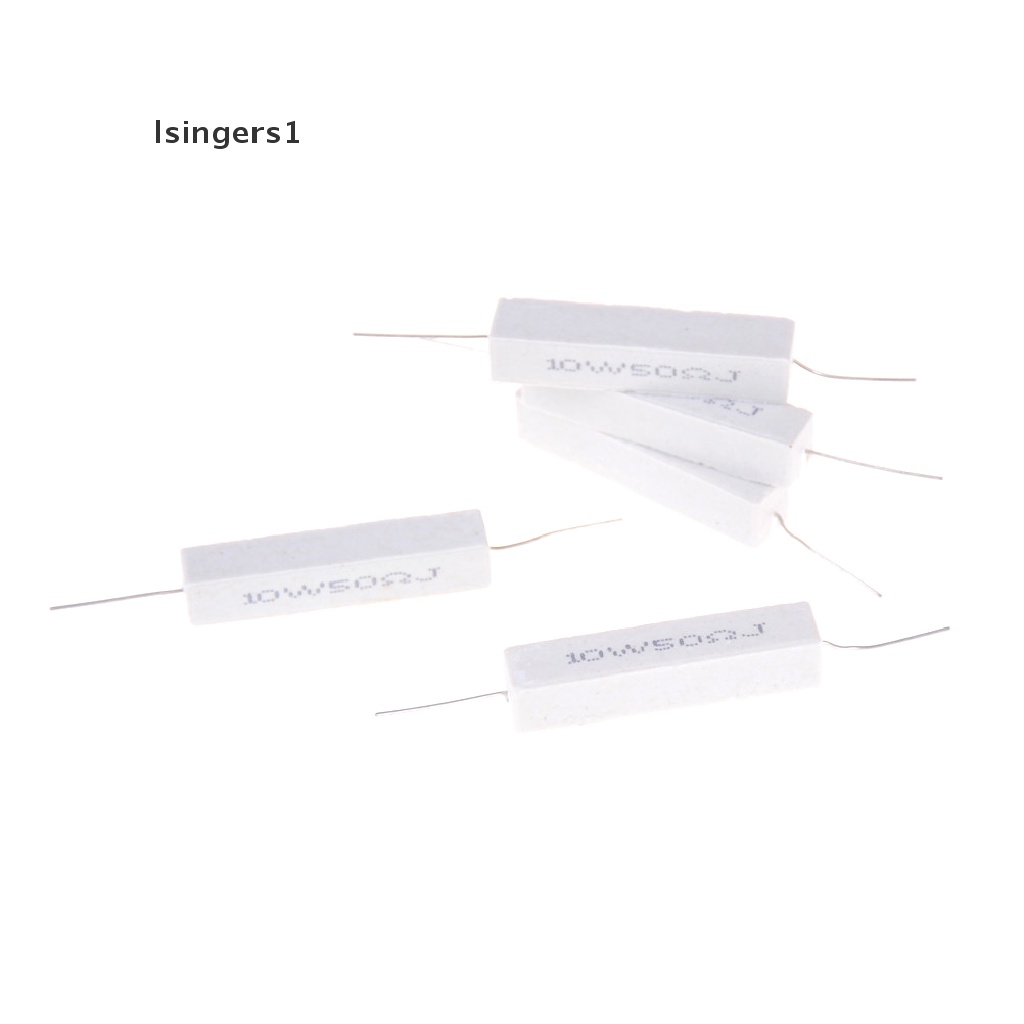 (lsingers1) 5pcs Resistor Power 10W 50 Ohm 5% Keramik Semen 10W50RJ