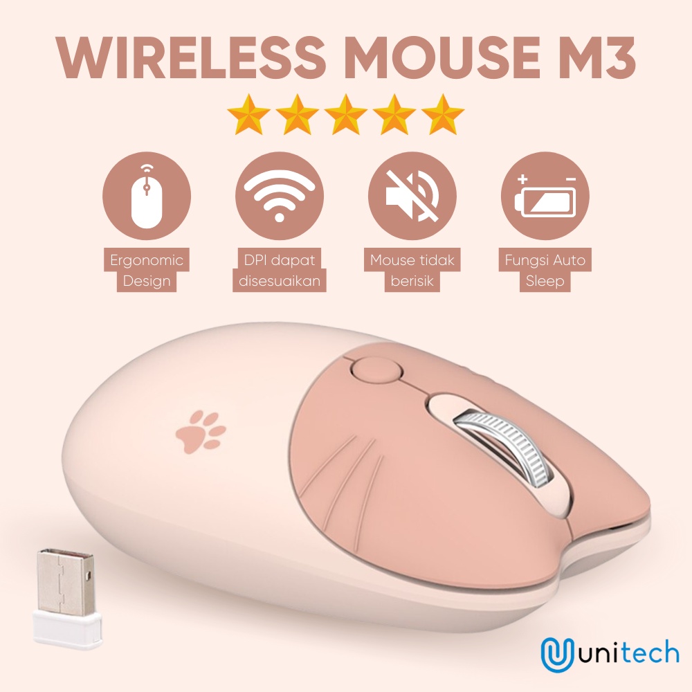 Mouse Wireless Unitech M3 Cat Paw 2.4G 1600dpi