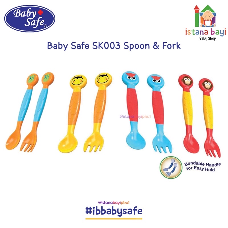 Baby Safe Baby Fork &amp; Spoon - Sendok Makan Bayi SK003