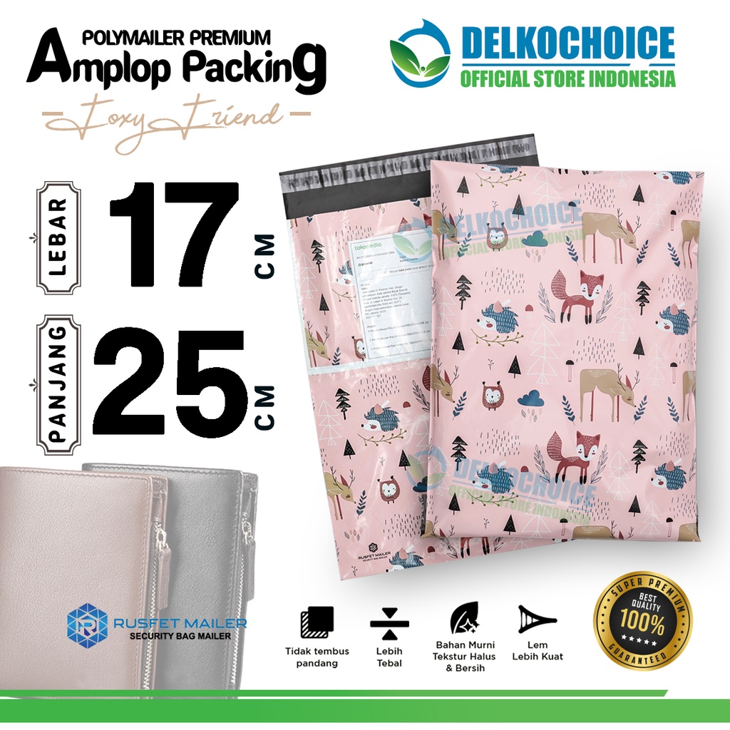 

Polymailer Motif FOXY FRIEND 17x25cm Amplop Plastik Packing Olshop PREMIUM / SATUAN