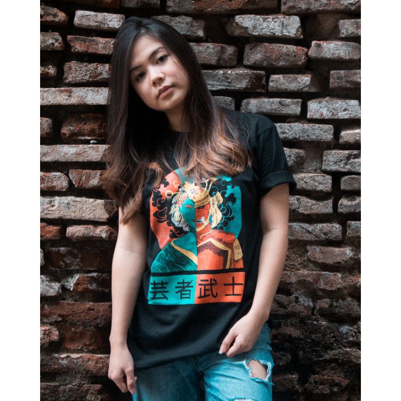 Geisha and Samurai | T-shirt |  Kaos Hitam | eL Bandidas