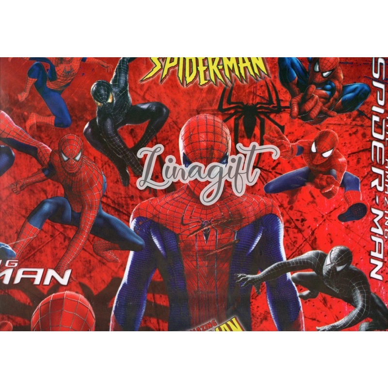 ( 5 Lembar ) SR SUPERHEROES - KERTAS KADO GLOSY - GIFT WRAP PAPER SPIDERMAN AVENGERS CAPTAIN AMERICA HULK