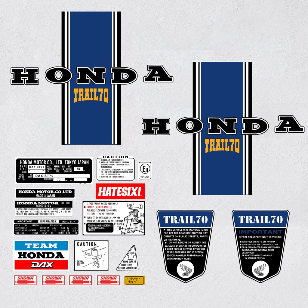 Sticker Stiker Decal Honda Dax ST 70 Trail CT70K Hatesix