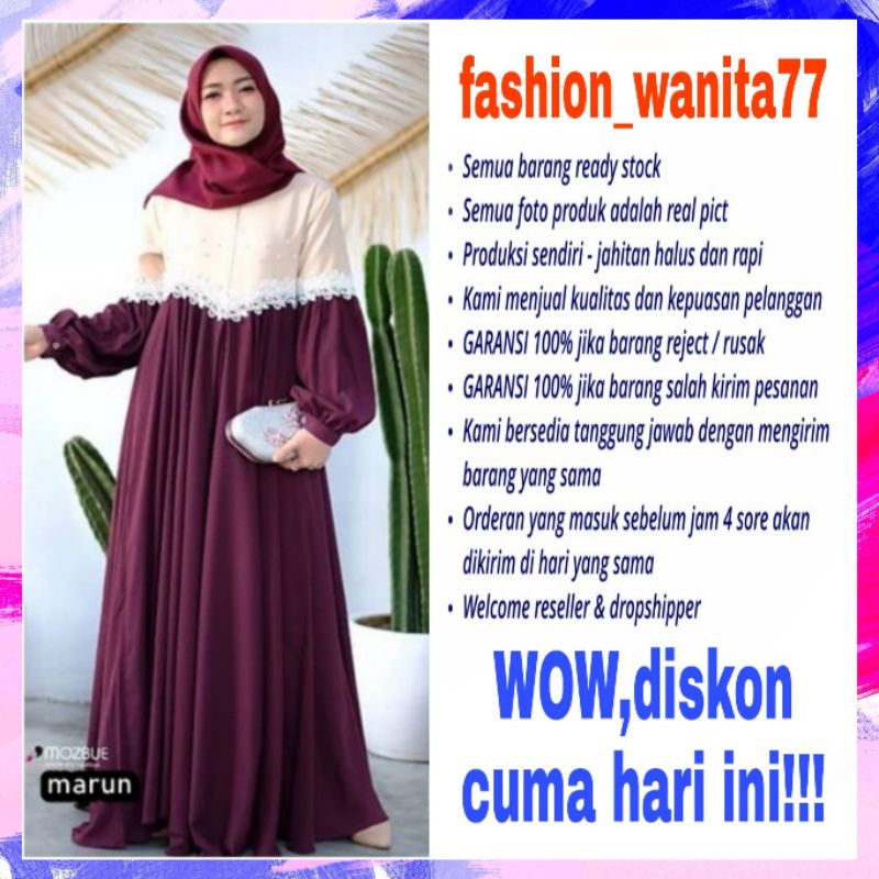 Gamis dress baju pakaian busana fashion wanita muslim remaja shafira syar'i gaun kondangan pesta mod
