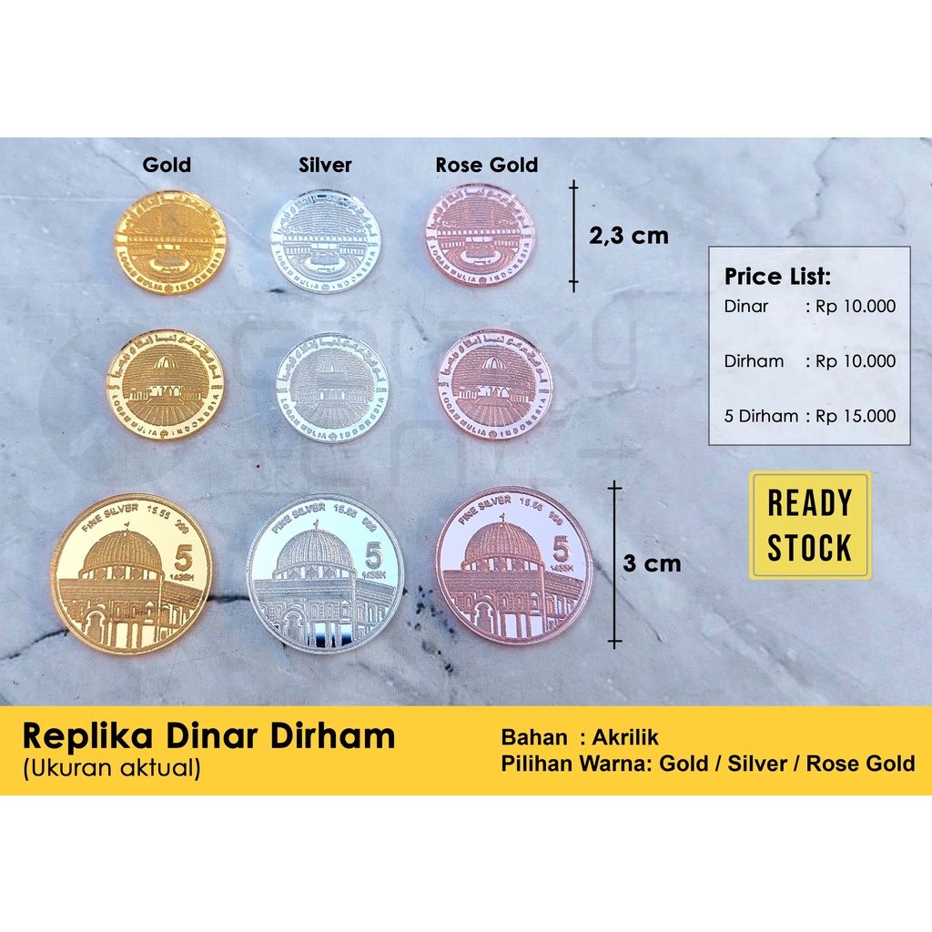 Replika Dinar Dirham - Dekorasi mahar - Ready Stock