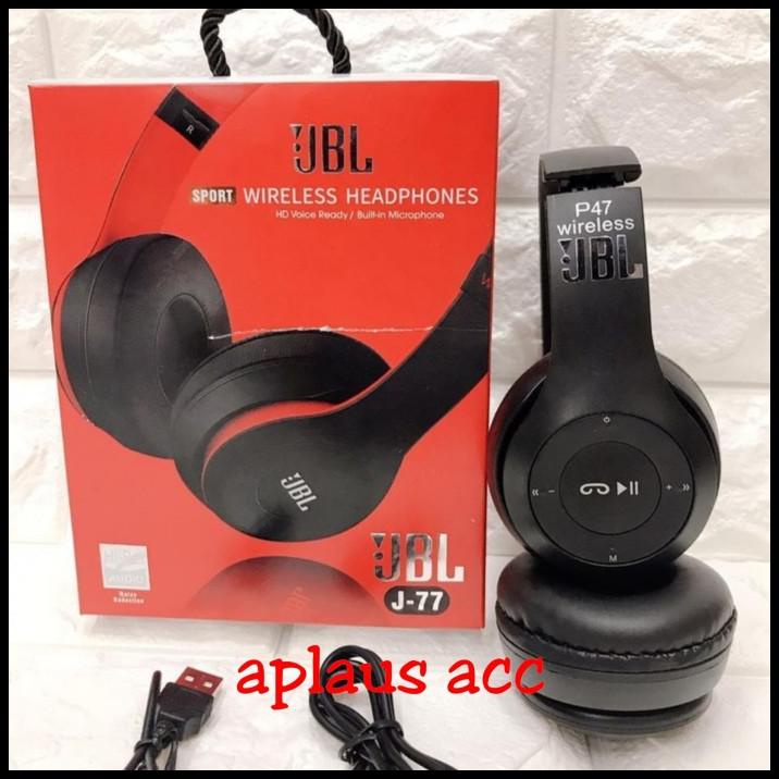 Headphone Bluetooth Jbl J77 Wireless Stereo Headset Bando Lipat Aux