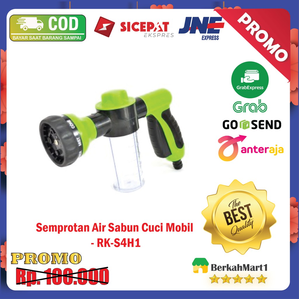 Semprotan Air Sabun Cuci Mobil/Motor Car Washer Foam Water Gun - Hijau