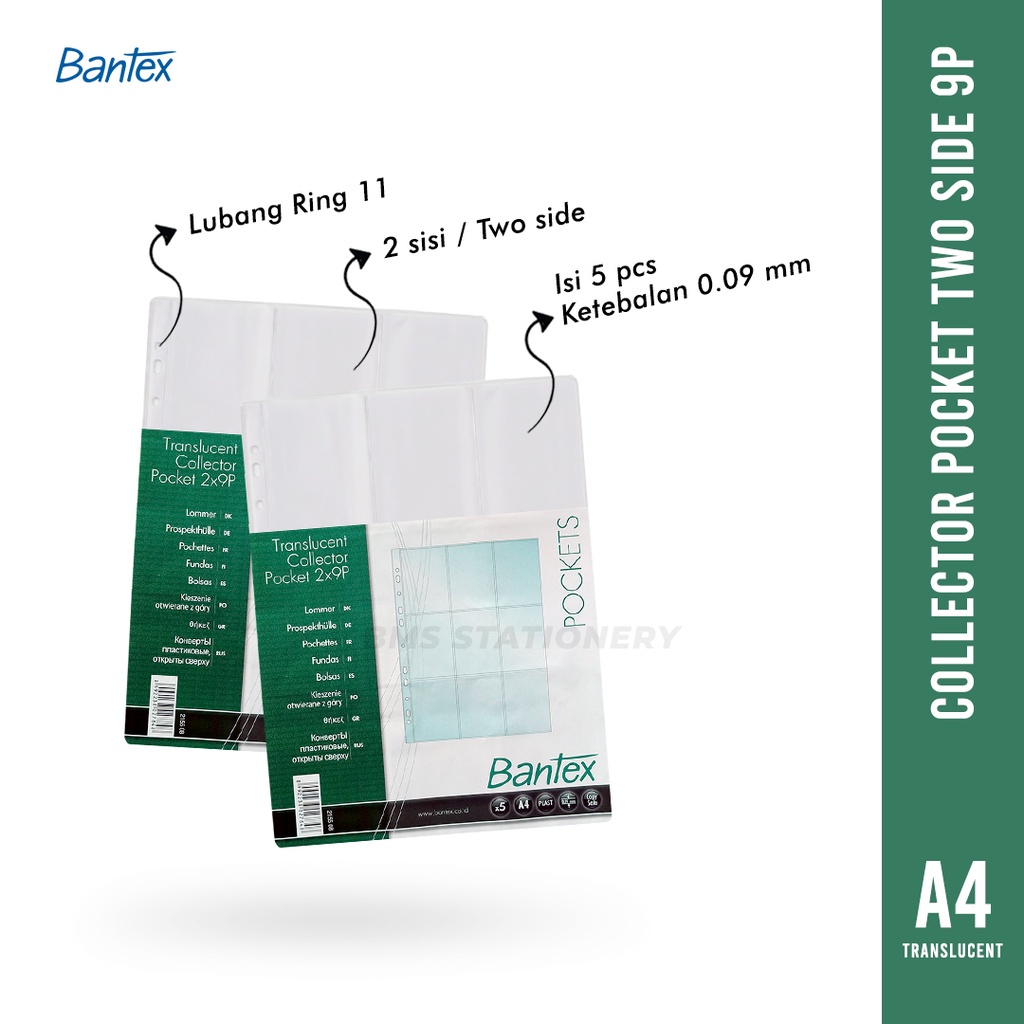 

[BMS Bekasi] Bantex Collector Pocket Two Side A4 9P / Pocket Sleeve Photo Card Translucent - 2155 08