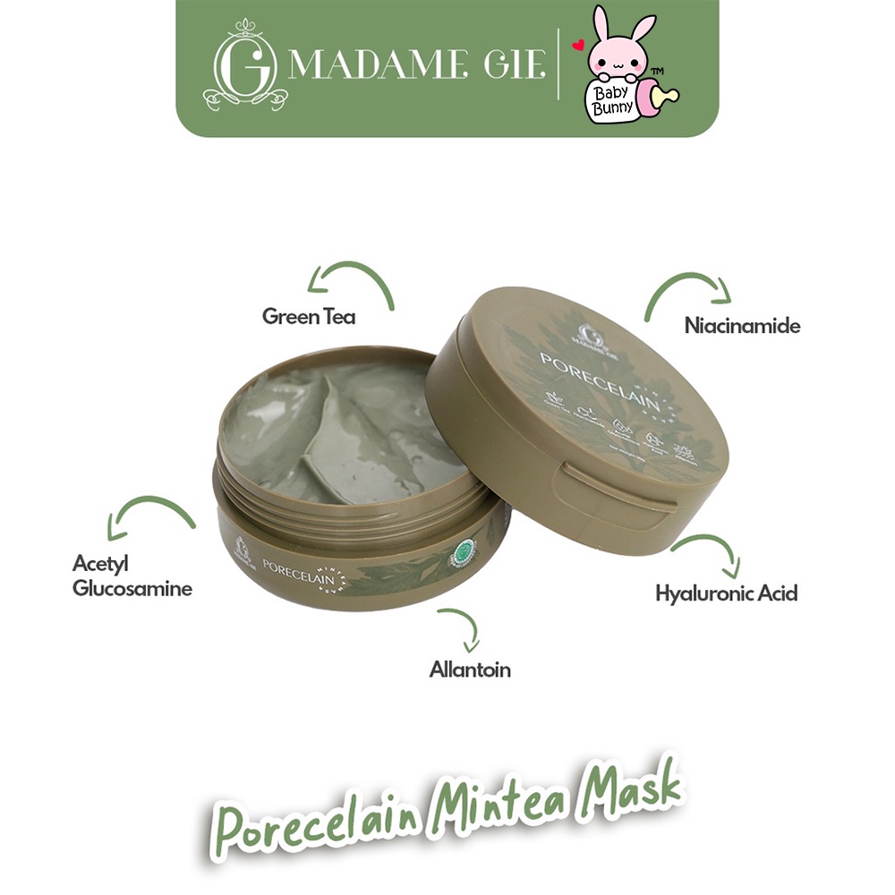 ❤ BELIA ❤ MADAME GIE Porecelain Mintea Mask - Masker Pori Pori Kecil Minimalis Bebas Jerawat | Clay Mask | BPOM