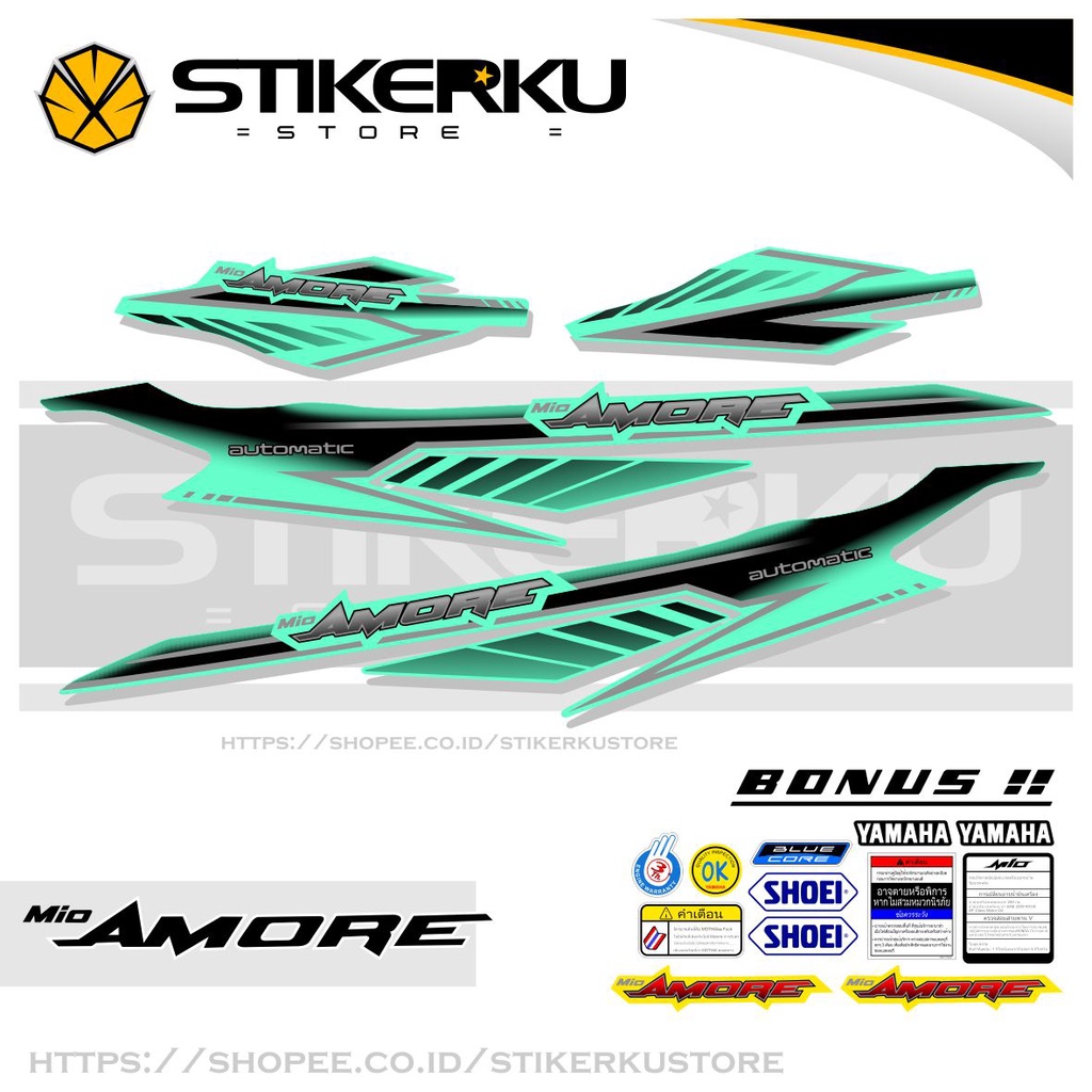 STRIPING / STICKER MOTOR MIO AMORE / THAILAND / STIKER AMORE / STICKER MIO AMORE / SMILE / LAMA / GARNIS PREMIUM 1