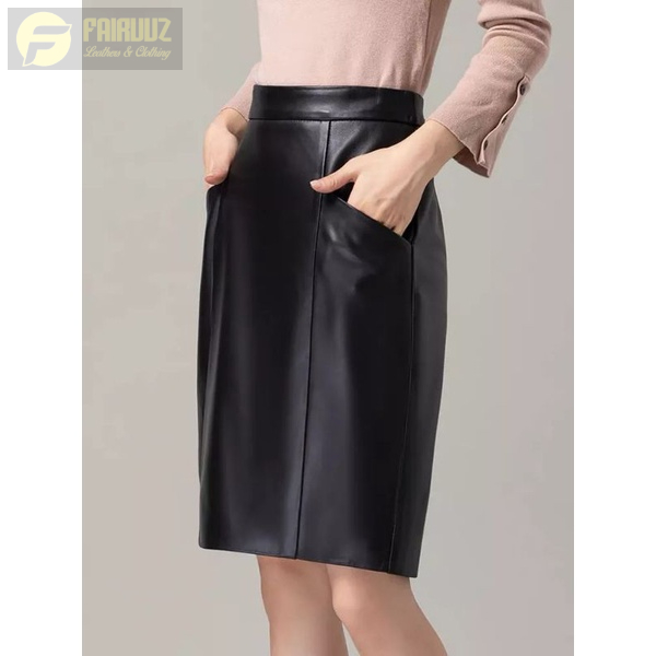 Rok Kulit Mini Rok Span Selutut Split Belahan Belakang Model Rok Pensil Slimfit Pas Badan Rok Korea 