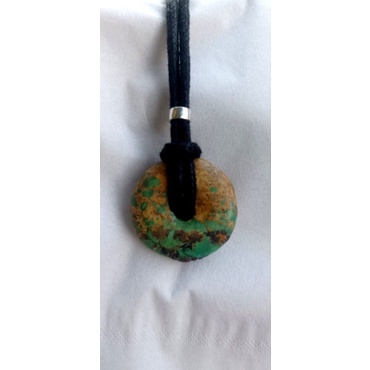 Liontin natural batu pirus hubai hijau serat emas jaminan batu asli