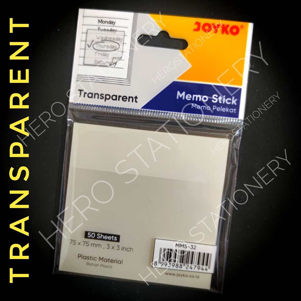 

Memo stick sticky note joyko plastik transparan MMS-32