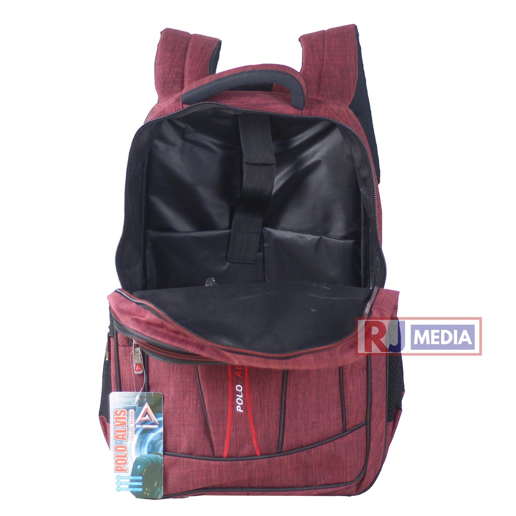 Ransel POLO ALVIS MERAH Bonus Raincover Backpack Sekolah Kuliah Kerja Tas Pria Nyaman Tebal Tas Laptop In SMP SMA Kuliah Kekinian Tas Ransel Stylish Pria Wanita Terbaru