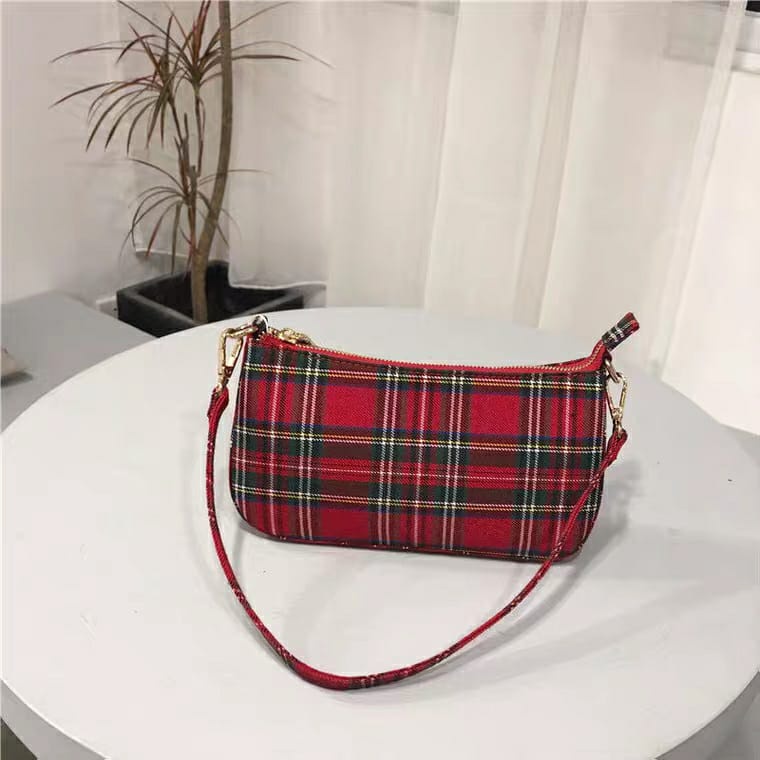 Shoulder Bag/ Tas Selempang Wanita Tartan Style Import8210#