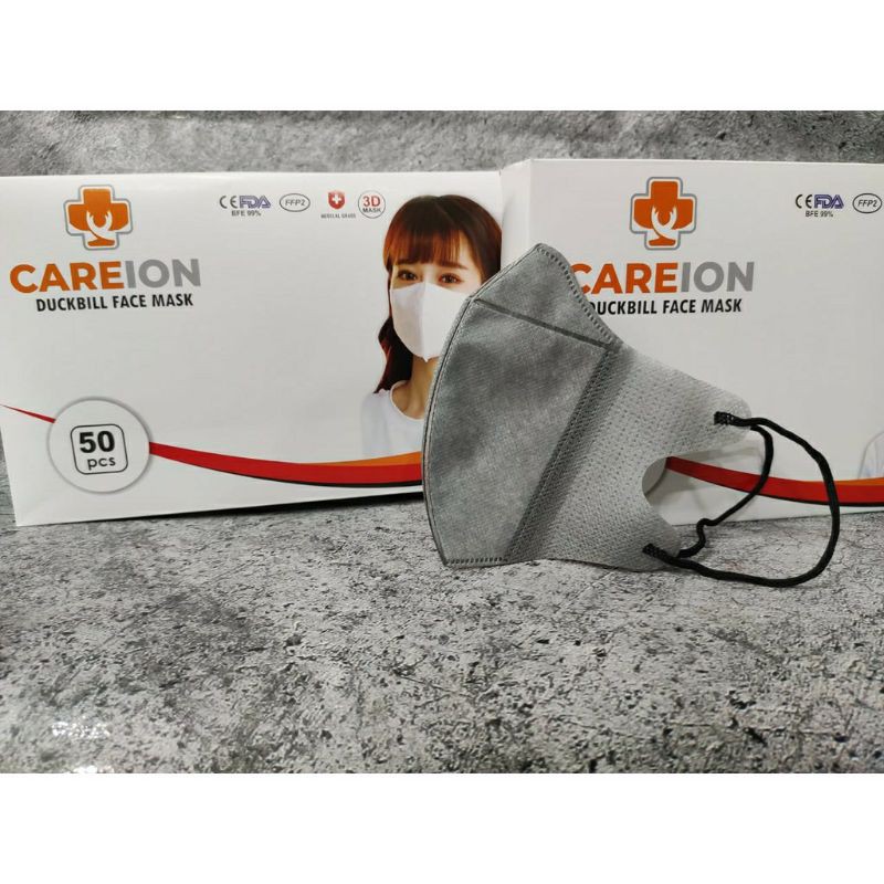 MASKER DUCKBILL CAREION GARIS WARNA ABU-ABU 1PCS