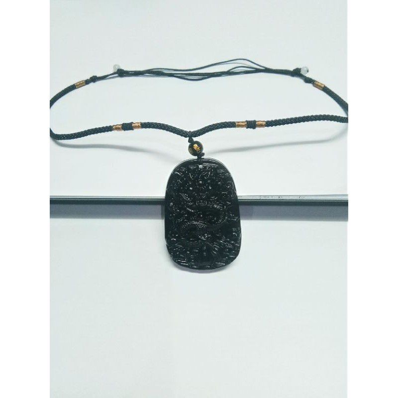 KALUNG LIONTIN GIOK UKIR NAGA BLACK