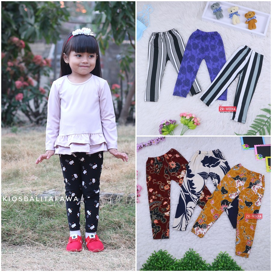 Legging Carlissa uk 3-4 Tahun / Leging Anak Perempuan Celana Panjang Motif Murah Ketat Adem Grosir