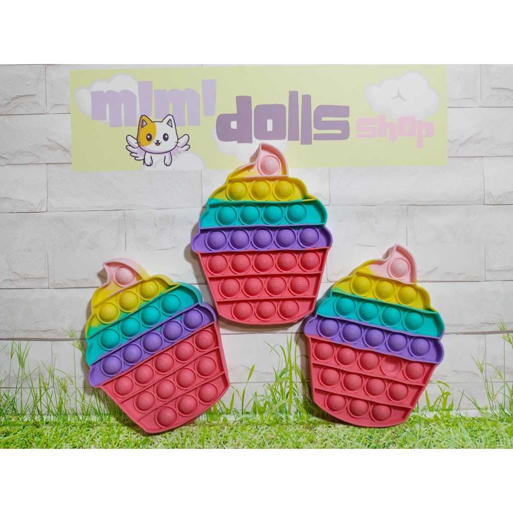POP IT CUP CAKE RAINBOW PUSH POP / TOMBOL BERLOGO HARGA TERJANGKAU