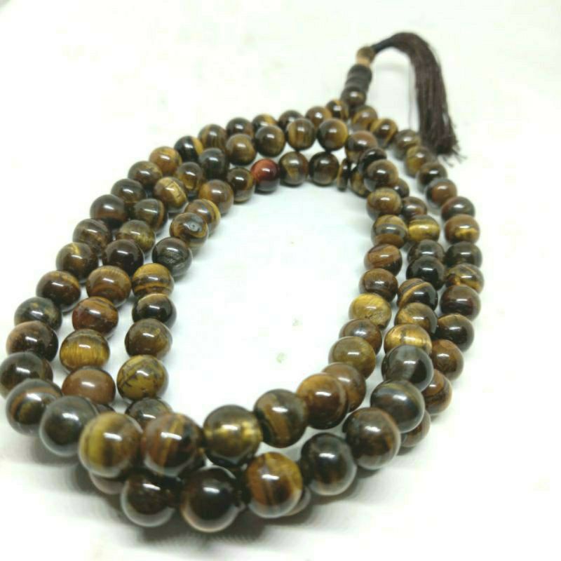 (Cod)Natural Tasbih batu Tiger Eye asli 99butir