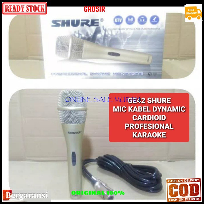 G42 Shure Mic kabel sound system Microphone dynamic cardioid profesional karaoke vocal vocal audio mik pengeras suara pro profesional vokal mikrophone G42   BISA DIGUNAKAN SEGALA JENIS AUDIO SOUND  LANGSUNG NYALA TANPA PAKAI BATERAI  Bahan dari besi metal