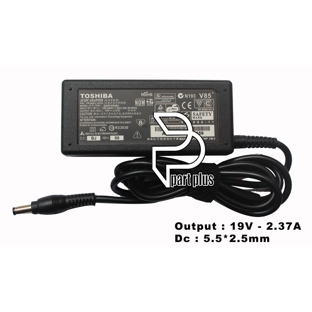 Adaptor Charger Laptop TOSHIBA Satellite C850D C855D C870D 19V 2.37A