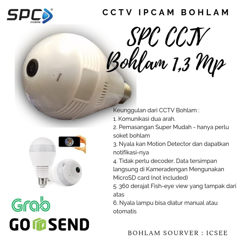 CCTV wifi Bohlam IP Camera 1.3MP SPC CCTV BOHLAM