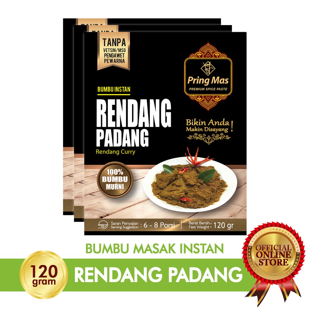 

Pring Mas Bumbu Rendang Padang 6-8 porsi - Halal MUI