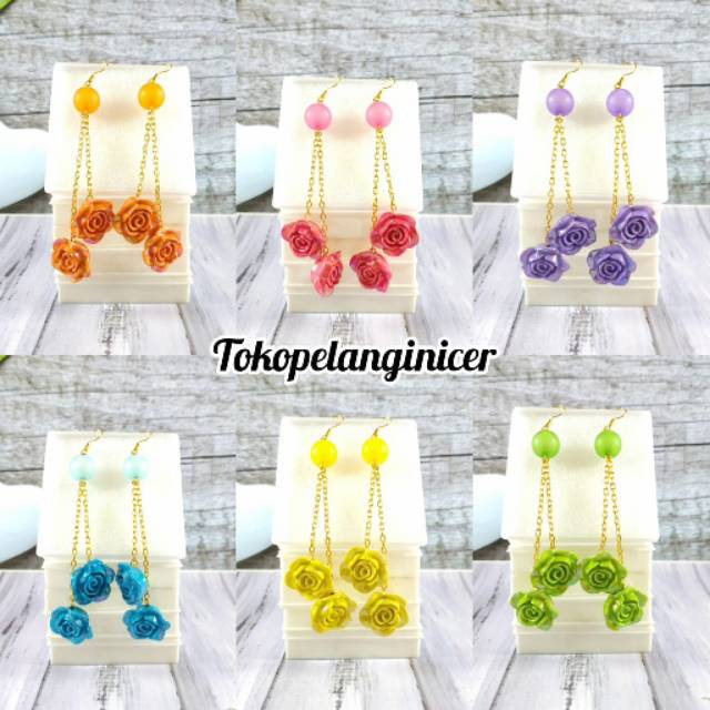 ANTING LUCU - ANTING FASHION - ANTING Hijab JUNTAI Mawar panjang - GIWANG - KERABU AKSESORIS