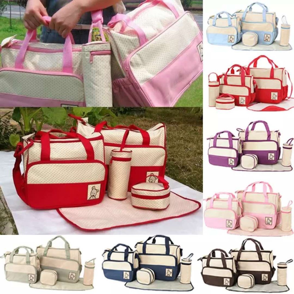 258 Diaper bag Tas Perlengkapan bayi travelling bag 5 IN 1 multifungsi