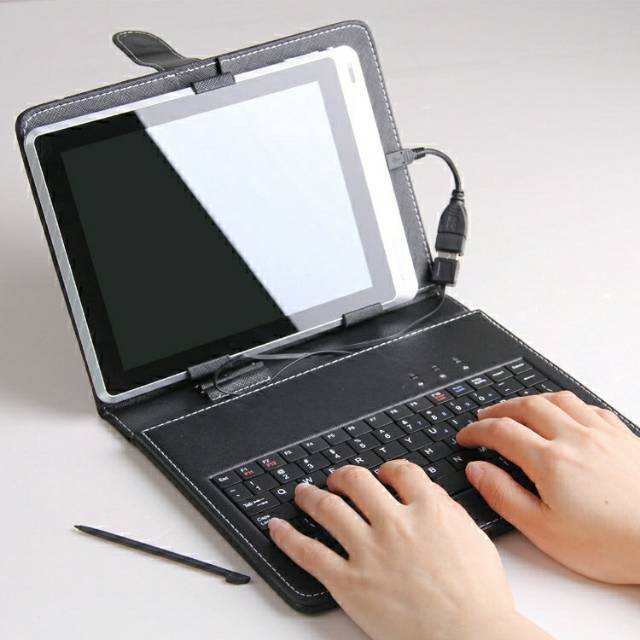 Keyboard untuk tablet 8 9 10 Inch Micro USB Tablet Keyboard Bracket Protector Keyboard Leather Case