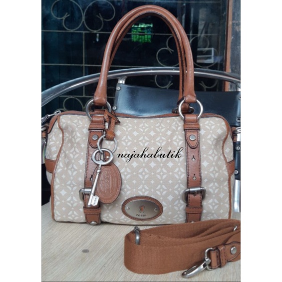 tas fossil maddox pecan large original authentic fullset preloved second