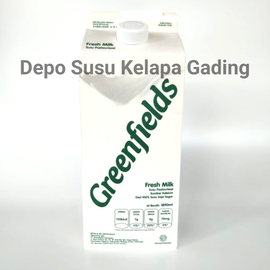 Susu Greenfields Fresh Milk / Low fat 1.89L | Greenfield 1,89L 1890 1.89 1,89 L Full Cream Segar 2L