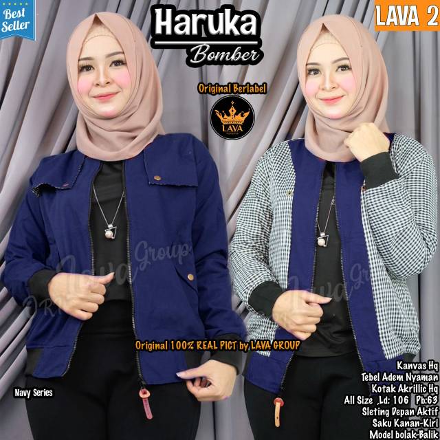 Haruka Bomber Jaket Kanvas Bolak Balik HQ