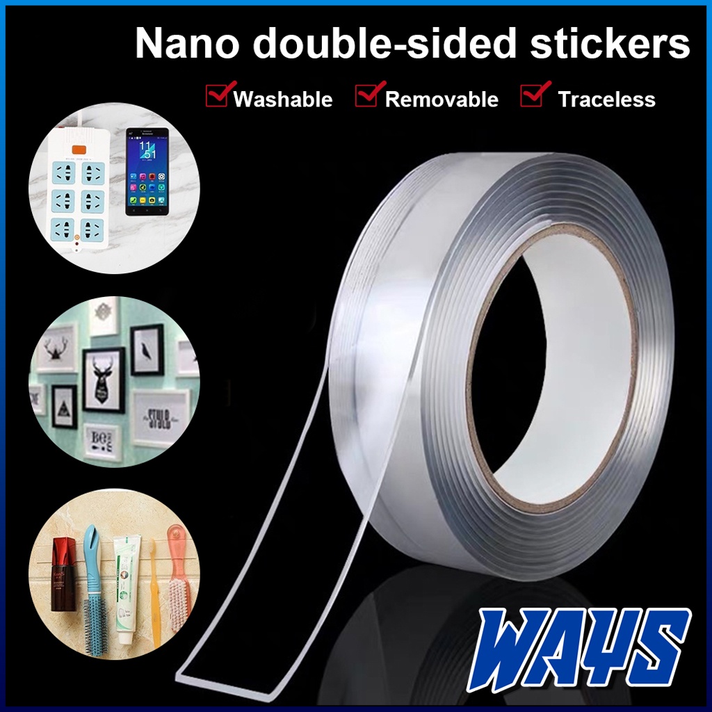 Z151| Nano Double Tape Doubletape Lakban Bening Transparan 1M 2M 3M 5M Tebal 2MM Reuseable Waterproof