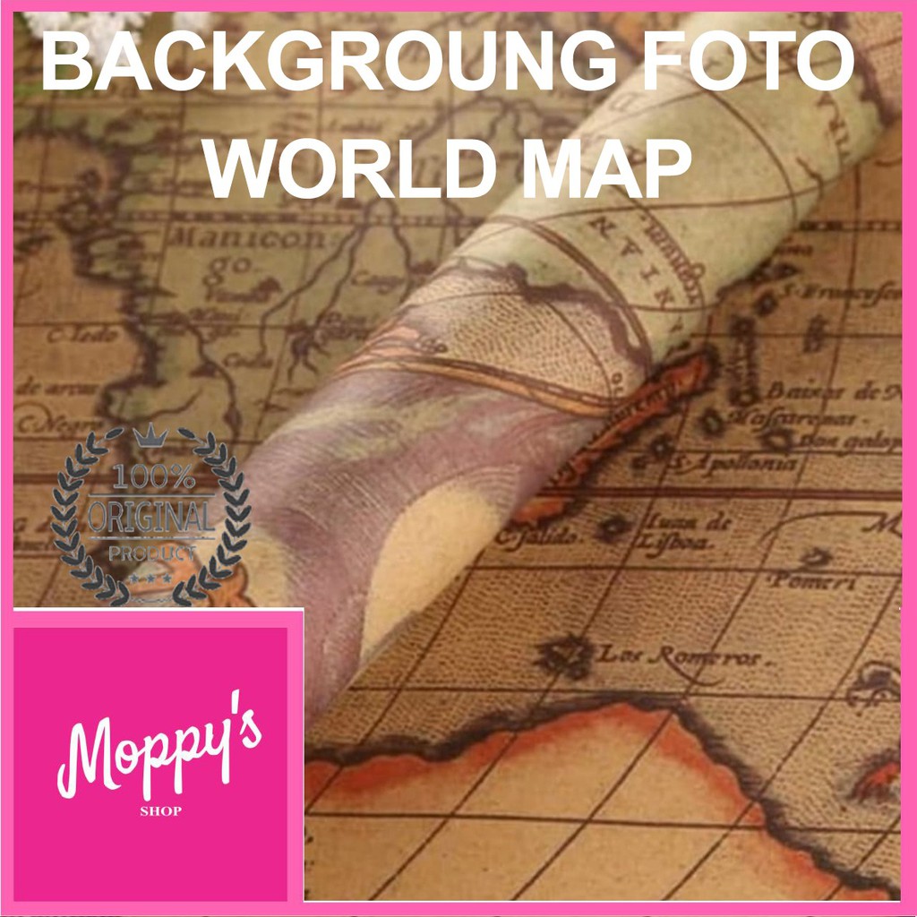 

Alas Foto Kertas Koran Peta World Map Vintage Retro Properti Foto