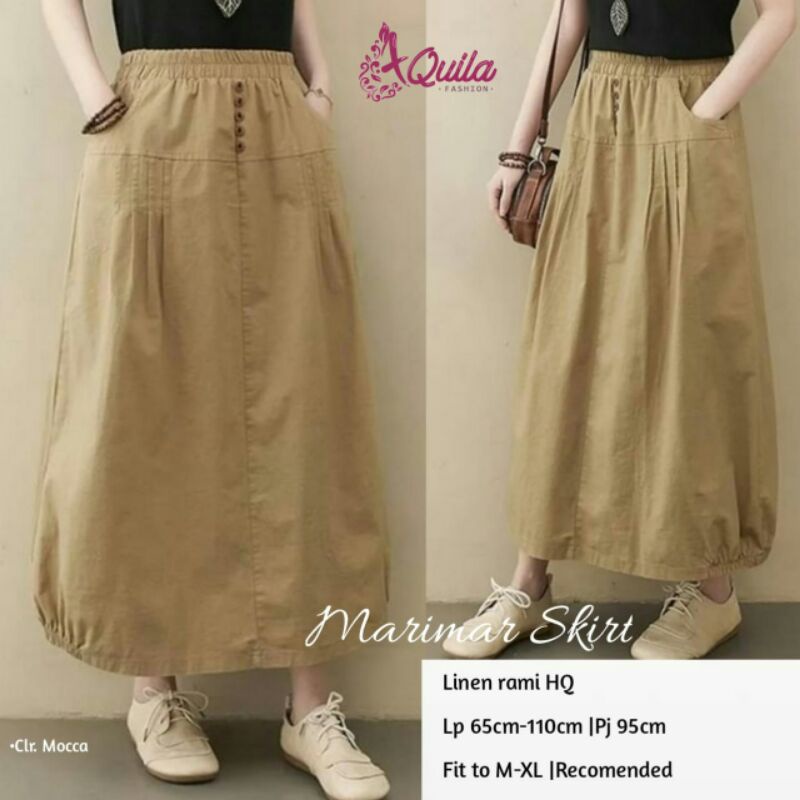 MARIMAR SKIRT ROK BAHAN LINEN RAMI BY AQUILA