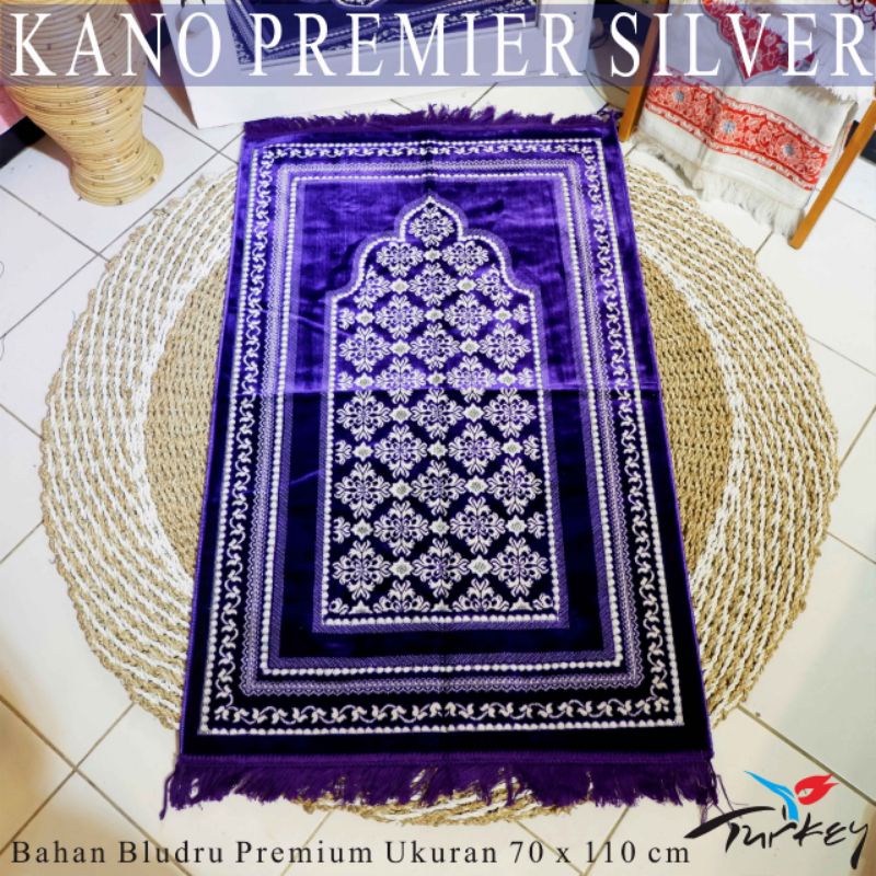 SAJADAH TURKY PREMIUM KANO PERAK/SILVER TERBARU TEBAL,LEMBUT,.