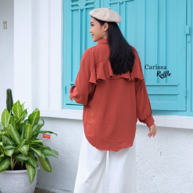 RUFFLE BACK SHIRT OVERSIZE / airflow Blouse / carissa ruffle back / kemeja oversize