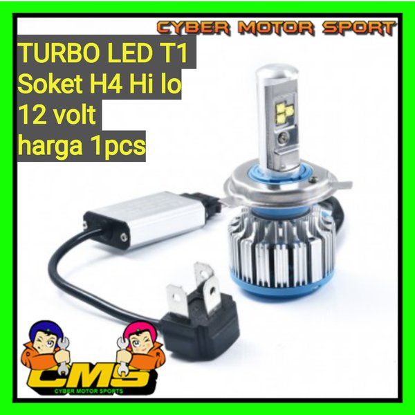 Turbo Led T1 Type H4 Hi lo. Lampu Utama mobil H4 turbo led high