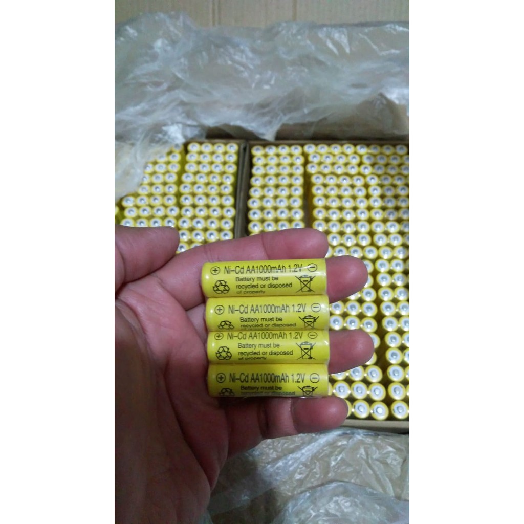 Baterai Cas AA 1000 mAh 1.2V Batre Charger AA 1000Mah 1.2V Murah Meriah 1Pack 4Pcs Batre Kuning