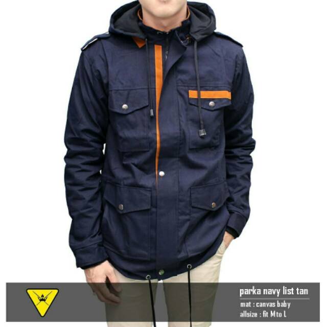 Parka Baby Kanvas List Biru Tua/Parka List Navy Cowok