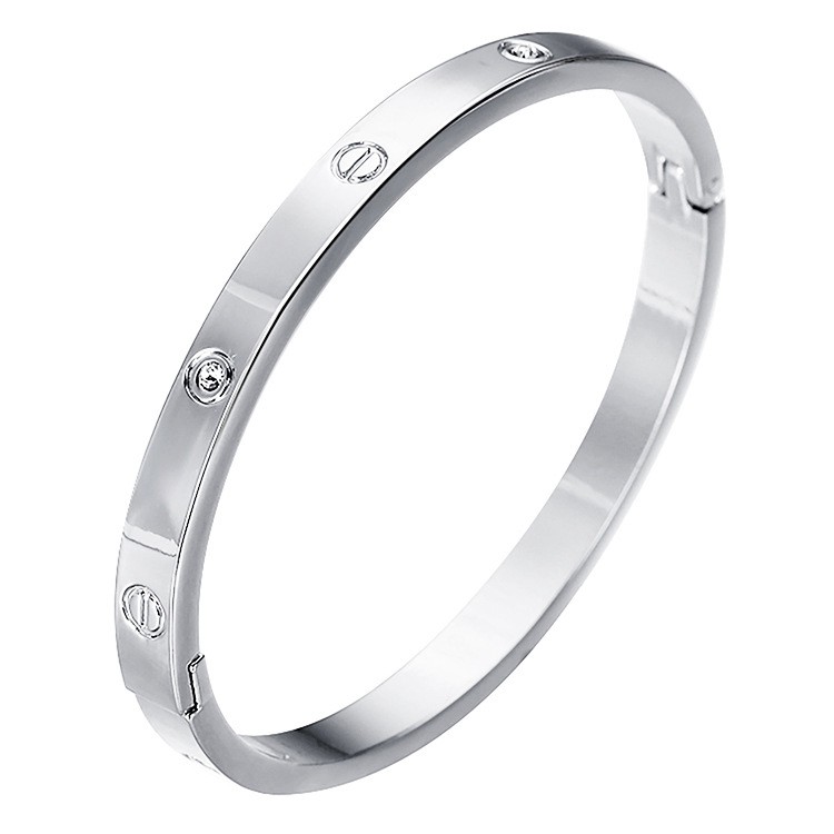 Gelang Tangan Titanium Energi Magnetik Om Mani Padme Hum Untuk Wanita C3-Silver(Diamond)