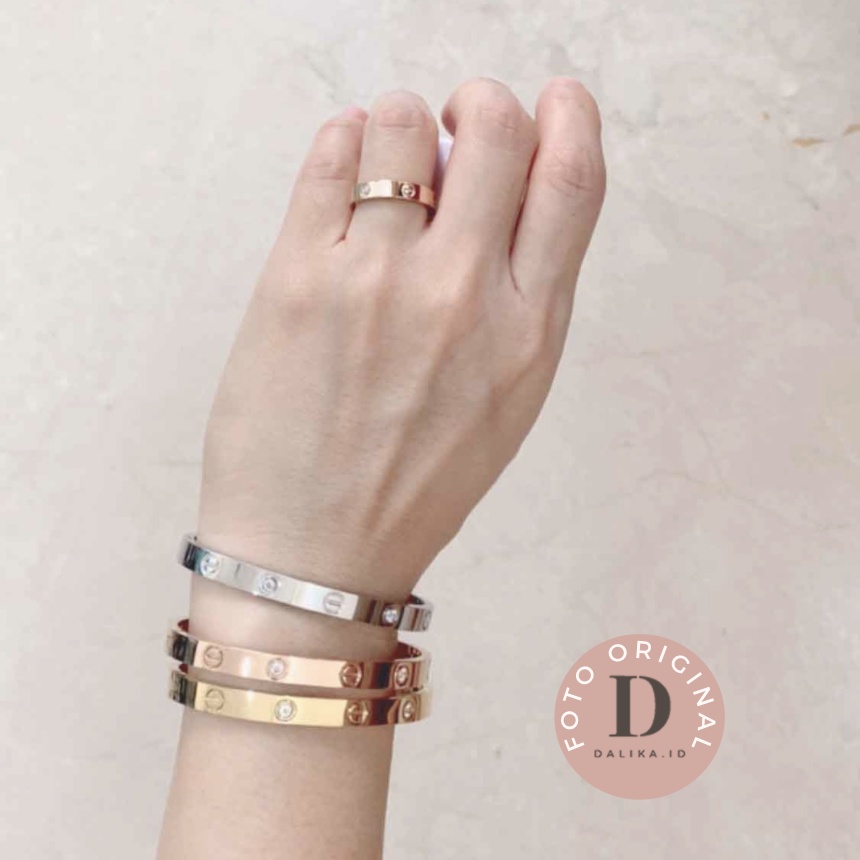Dalika Gelang Titanium Wanita Anti Karat Premium Collection Logo 750 Fashion Korea Lapis Emas 18K Asli